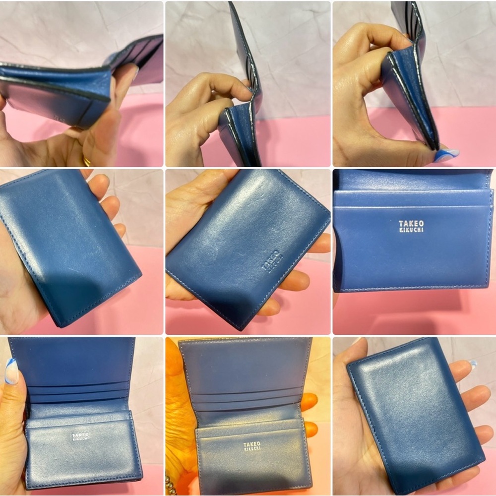 Takeo Kikuchi Blue Leather Card Holder